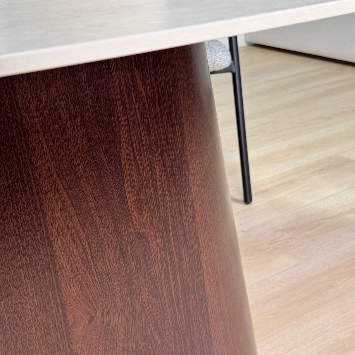 Sintered Stone Marmerlook Travertine Eettafel Lea 180x90 cm - Walnoot Frame - Deens Ovaal