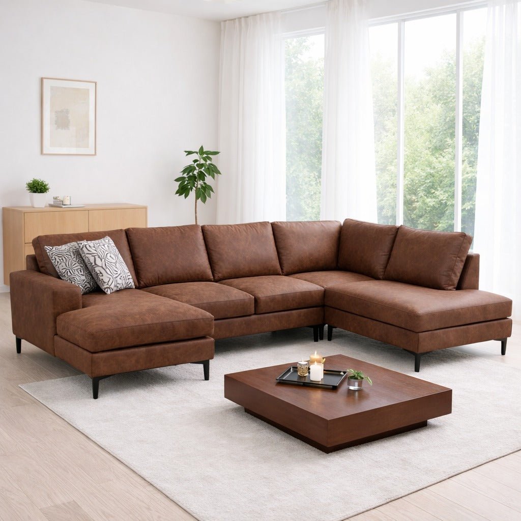 Banken - U - bank Hoekbank Cognac Stof 314x200 cm - Rechts - Porto - Dimehouse