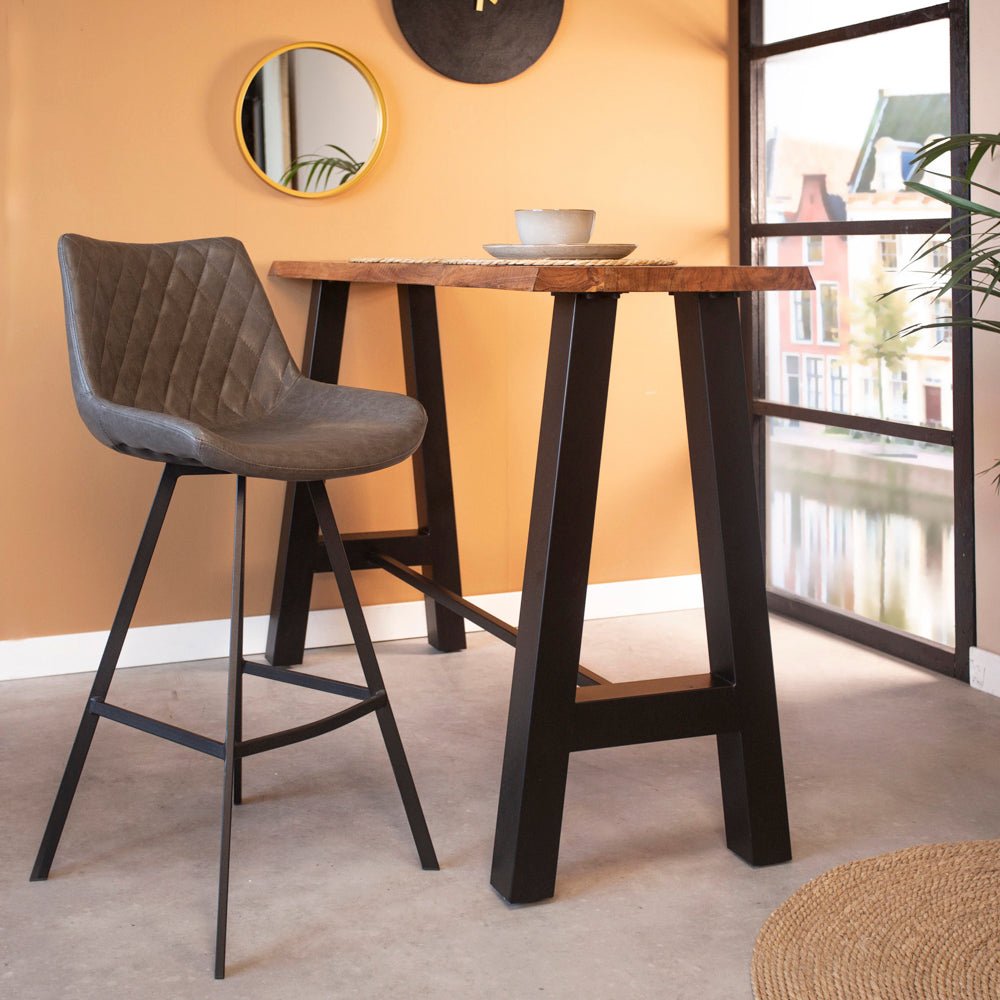 Industriële barkruk Juno Antraciet Kunstleer - Zithoogte 70 cm - Zonder Armleuningen