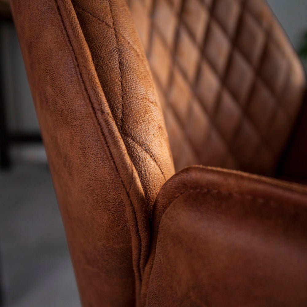 Tabouret de bar industriel réglable Novan cognac