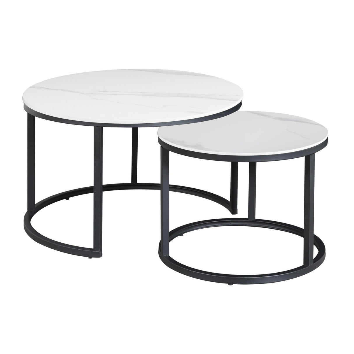 Ensemble de table basse de 2 trevor marbre blanc rond