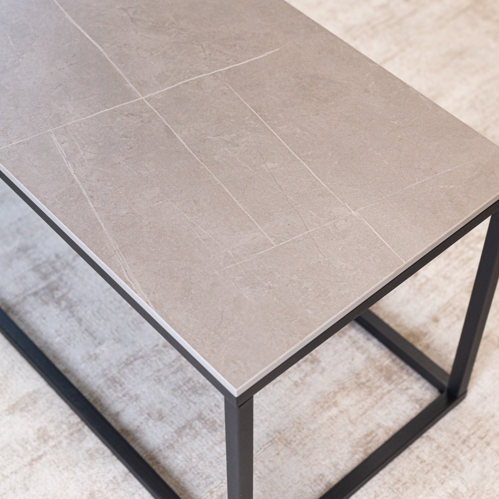 Table basse Fien Grey Marble Look rectangulaire 100x40 cm