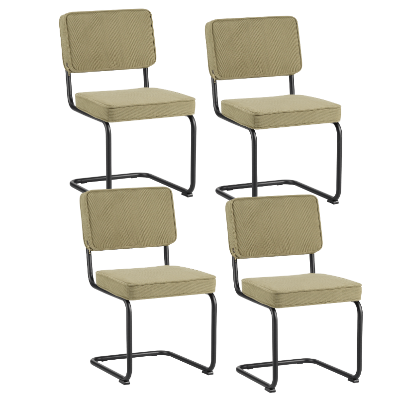 Set van 4 Eetkamerstoelen Remo Groen Ribstof - Zonder Armleuningen
