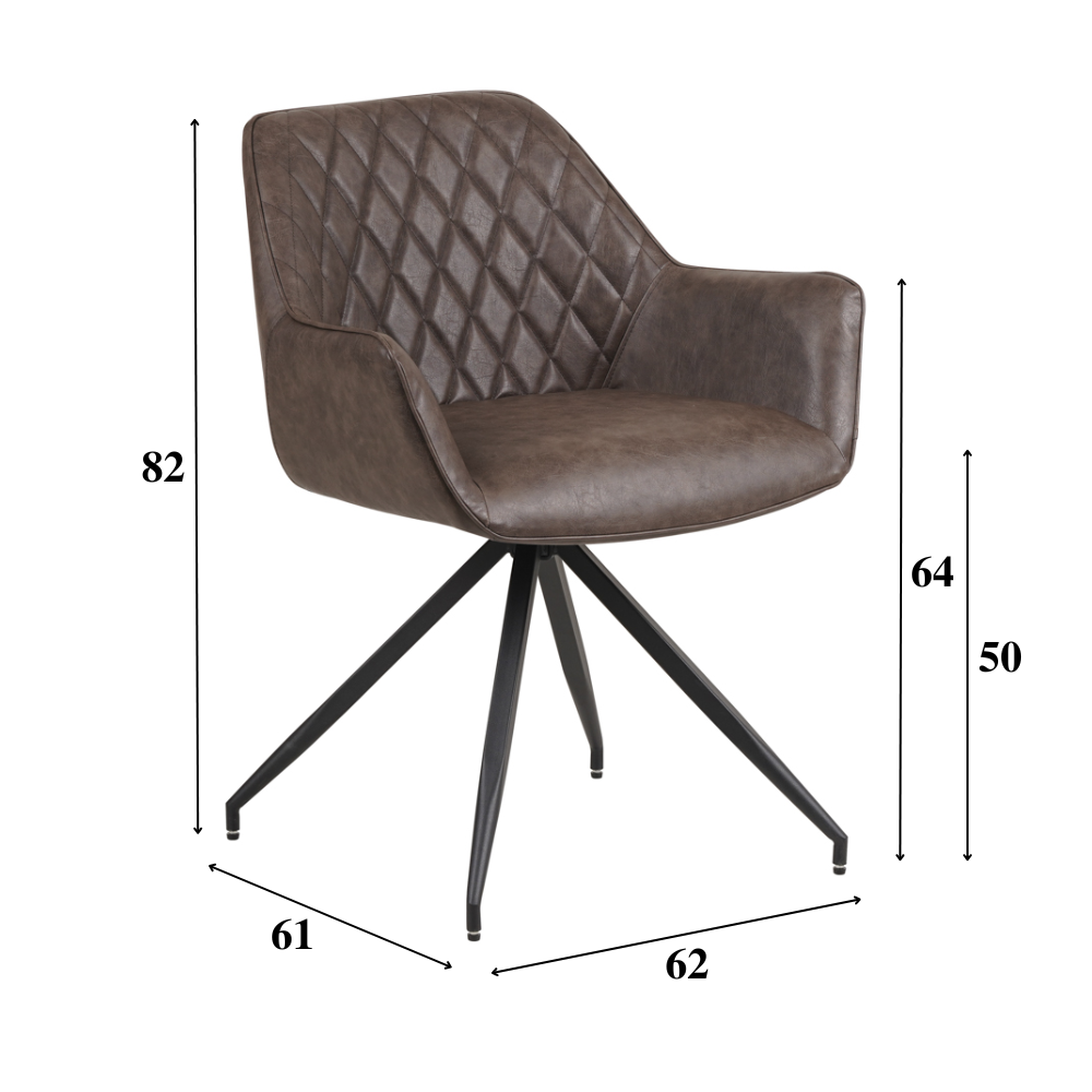 Set van 4 Industriële Eetkamerstoelen Gian Taupe - Met Armleuningen