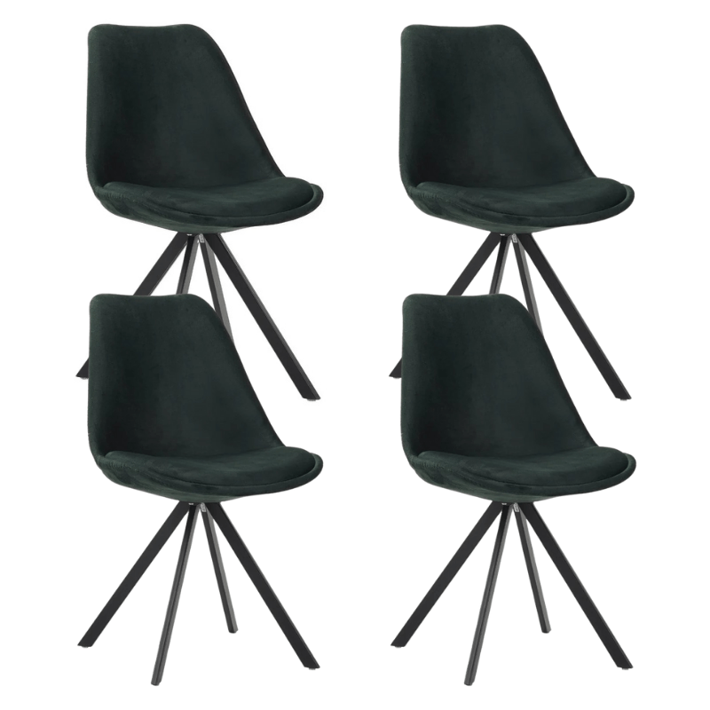 Set van 4 Eetkamerstoelen Jace Velvet Groen - Zonder Armleuningen