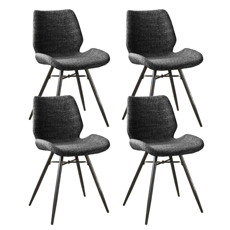 Ensemble de 4 Chaises de Salle à Manger Beau Anthracite Chenille Tissu - Sans Accoudoirs