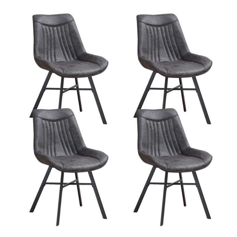 Set van 4 Eetkamerstoelen Jada Antraciet Eco-leer - Zonder Armleuningen