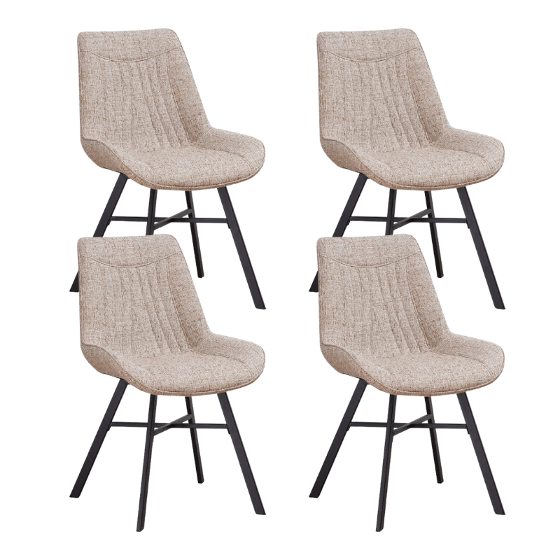 Set van 4 Eetkamerstoelen Jada Chenille Stof Beige - Zonder Armleuningen