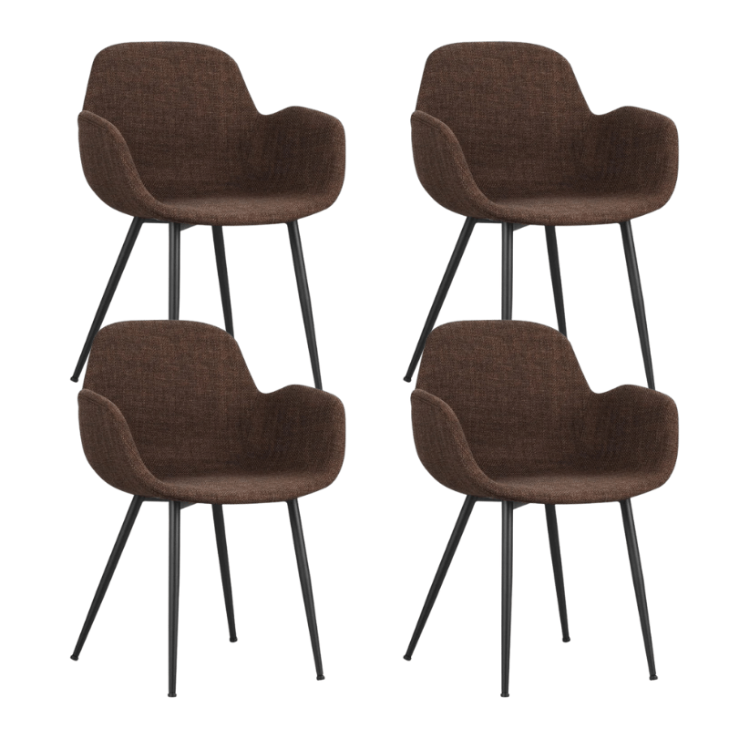 Ensemble de 4 chaises de salle à manger avec assise en forme de coque Mick marron