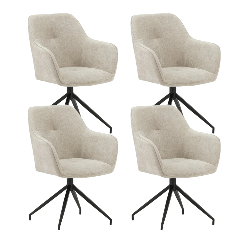 Set van 4 Draaibare Eetkamerstoelen Camiel Lichtgrijs Chenille