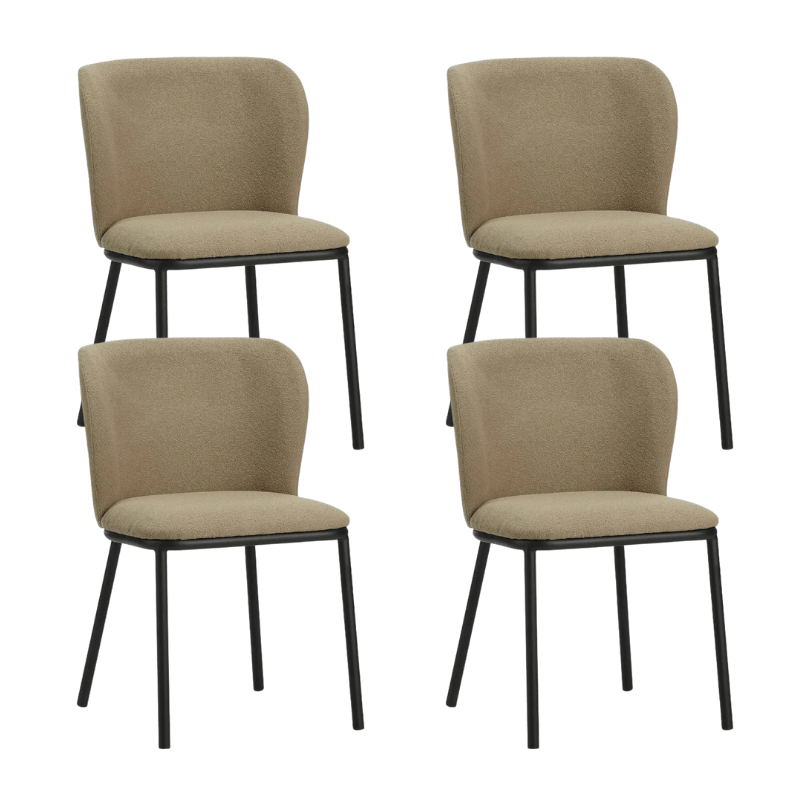 Set van 4 Eetkamerstoelen Tess Taupe Bouclé Stof - Zonder Armleuningen