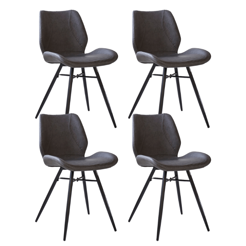 Ensemble de 4 Chaises de Salle à Manger Beau Industriel Anthracite Similicuir - Sans Accoudoirs