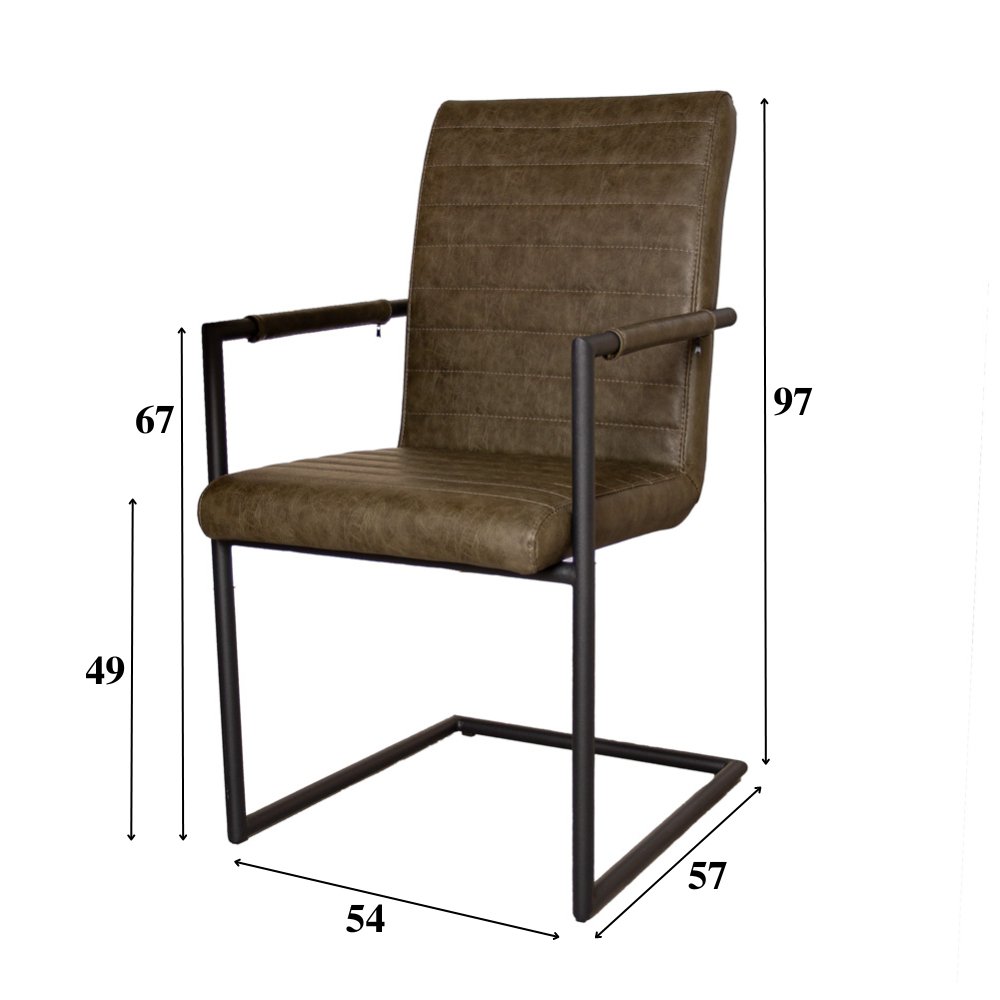 Chaise de salle à manger industrielle verte Bras - Avec accoudoir