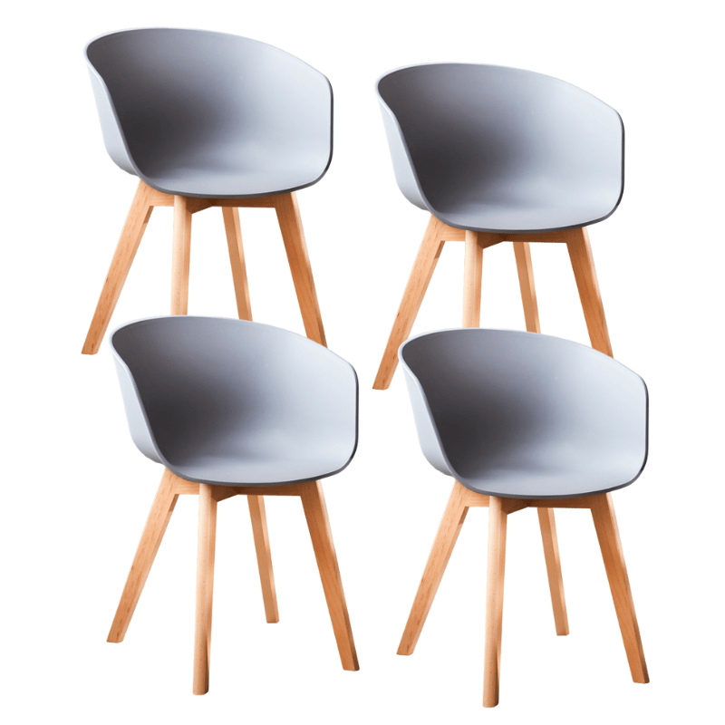 Set van 4 Eetkamerstoelen Herning Scandinavisch Grijs – Kunststof en Beukenhout