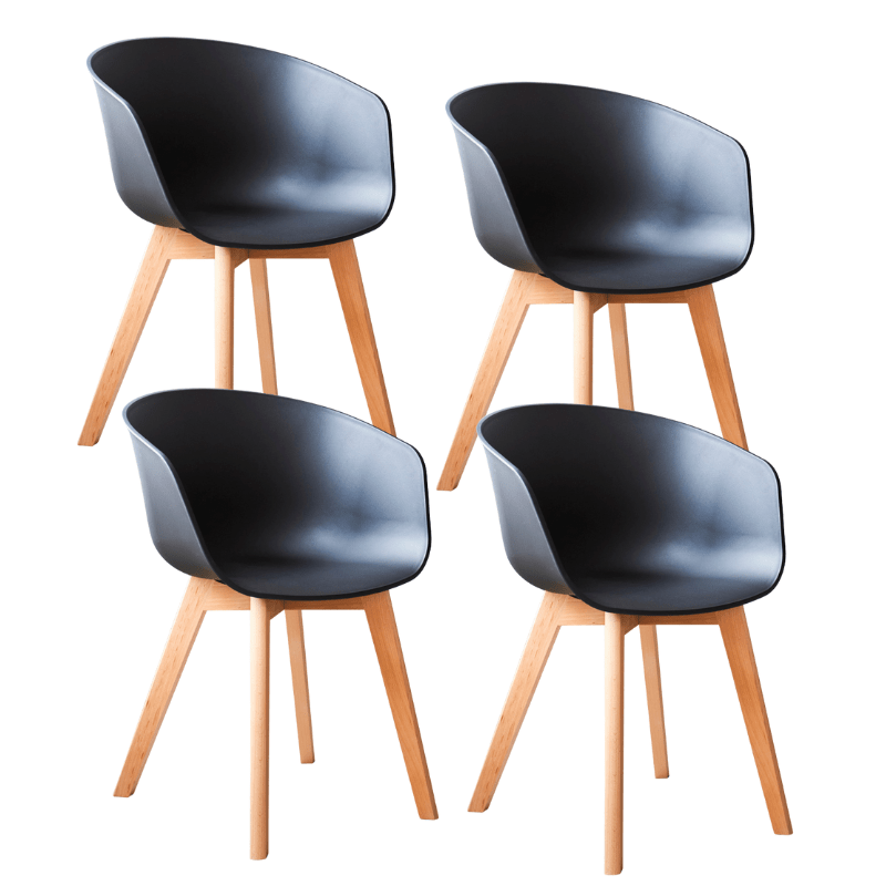 Ensemble de 4 Chaises de Salle à Manger Herning Scandinave Noire – Plastique et Bois de Hêtre