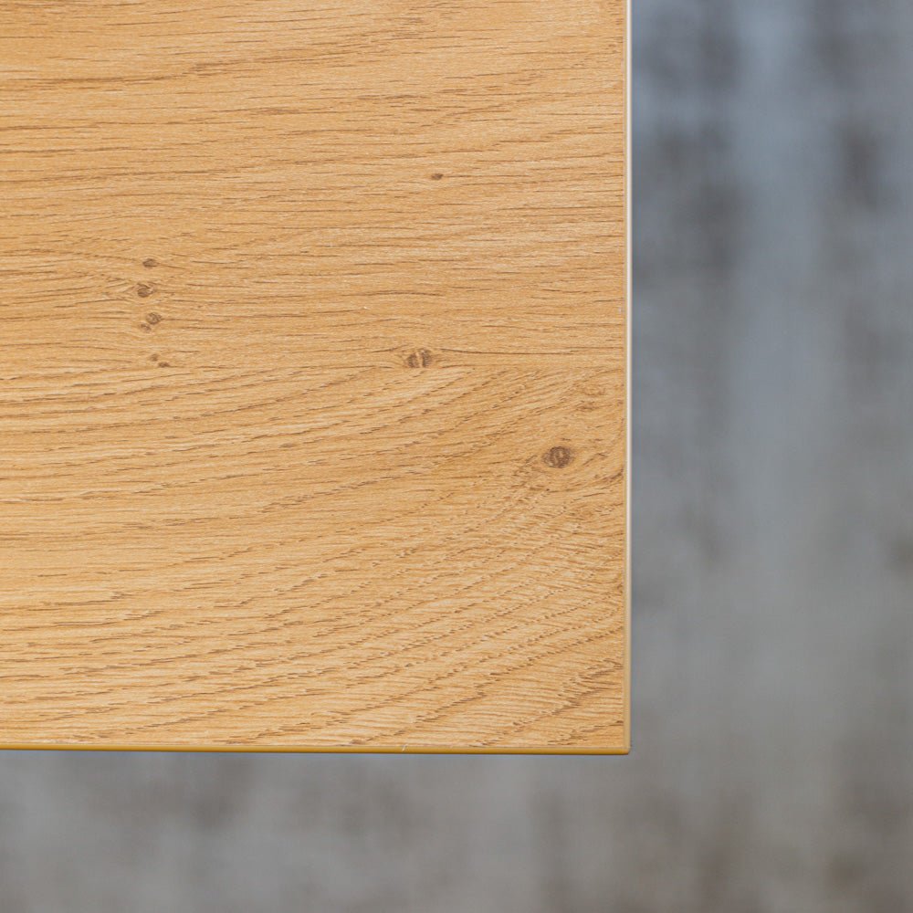 Table à manger Lenzo Chêne Rustique - Pied en U Noir