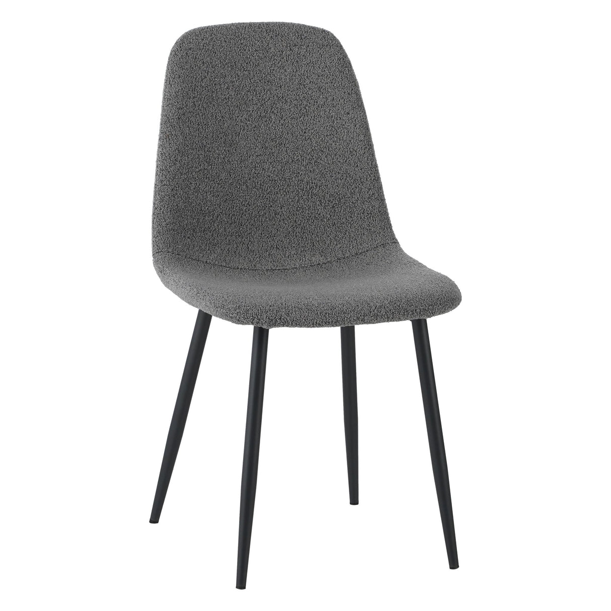 Ensemble de 4 chaises de salle à manger scandinaves en tissu bouclé gris Swift - Sans accoudoirs