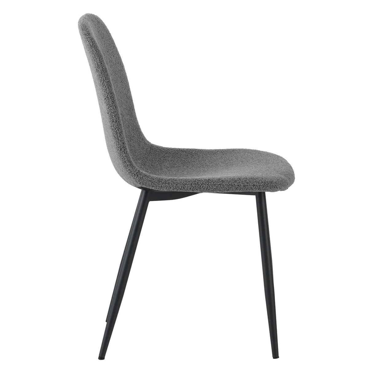 Ensemble de 4 chaises de salle à manger scandinaves en tissu bouclé gris Swift - Sans accoudoirs