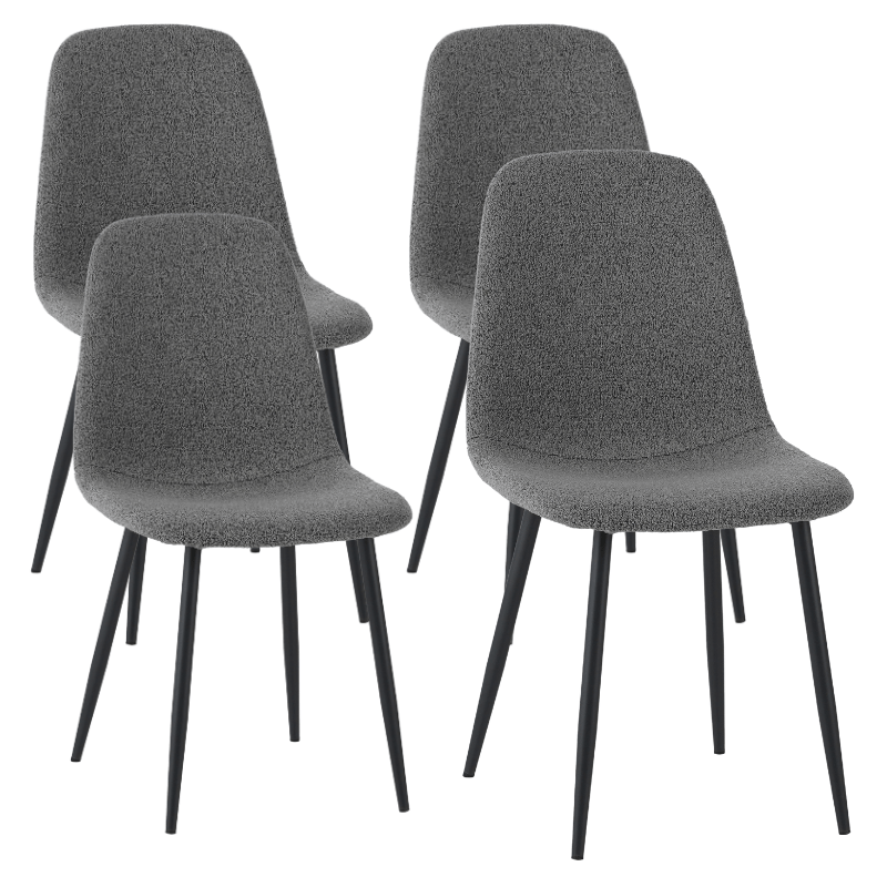 Ensemble de 4 chaises de salle à manger scandinaves en tissu bouclé gris Swift - Sans accoudoirs