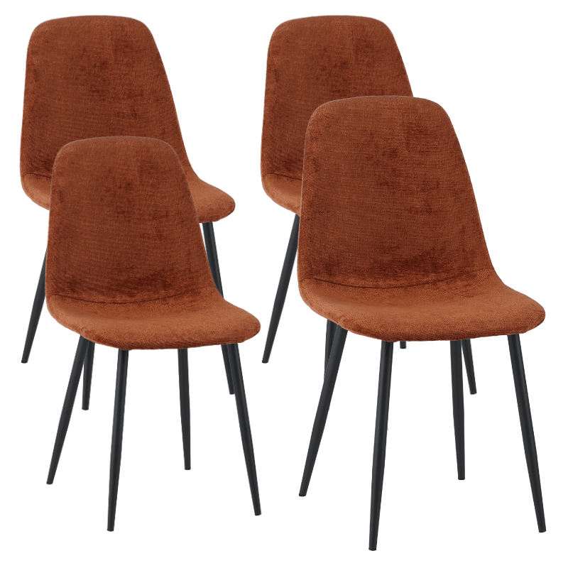 Set van 4 Scandinavische Eetkamerstoelen Terra Chenille Stof Swift - Zonder Armleuningen