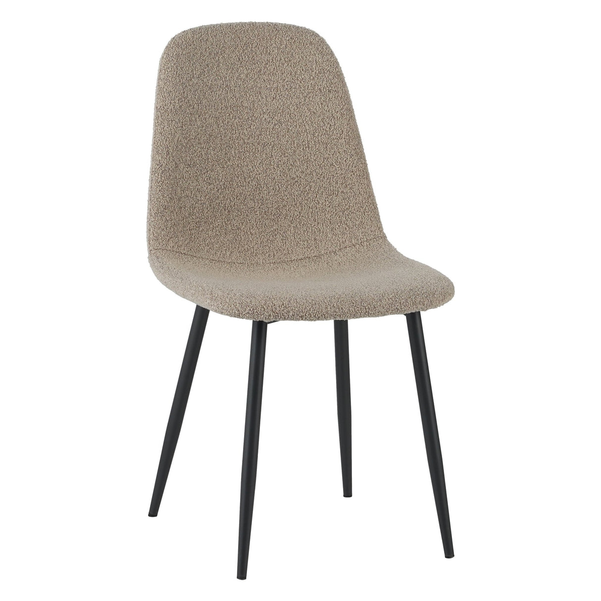 Ensemble de 4 chaises de salle à manger scandinaves en tissu bouclé Latte Swift - Sans accoudoirs