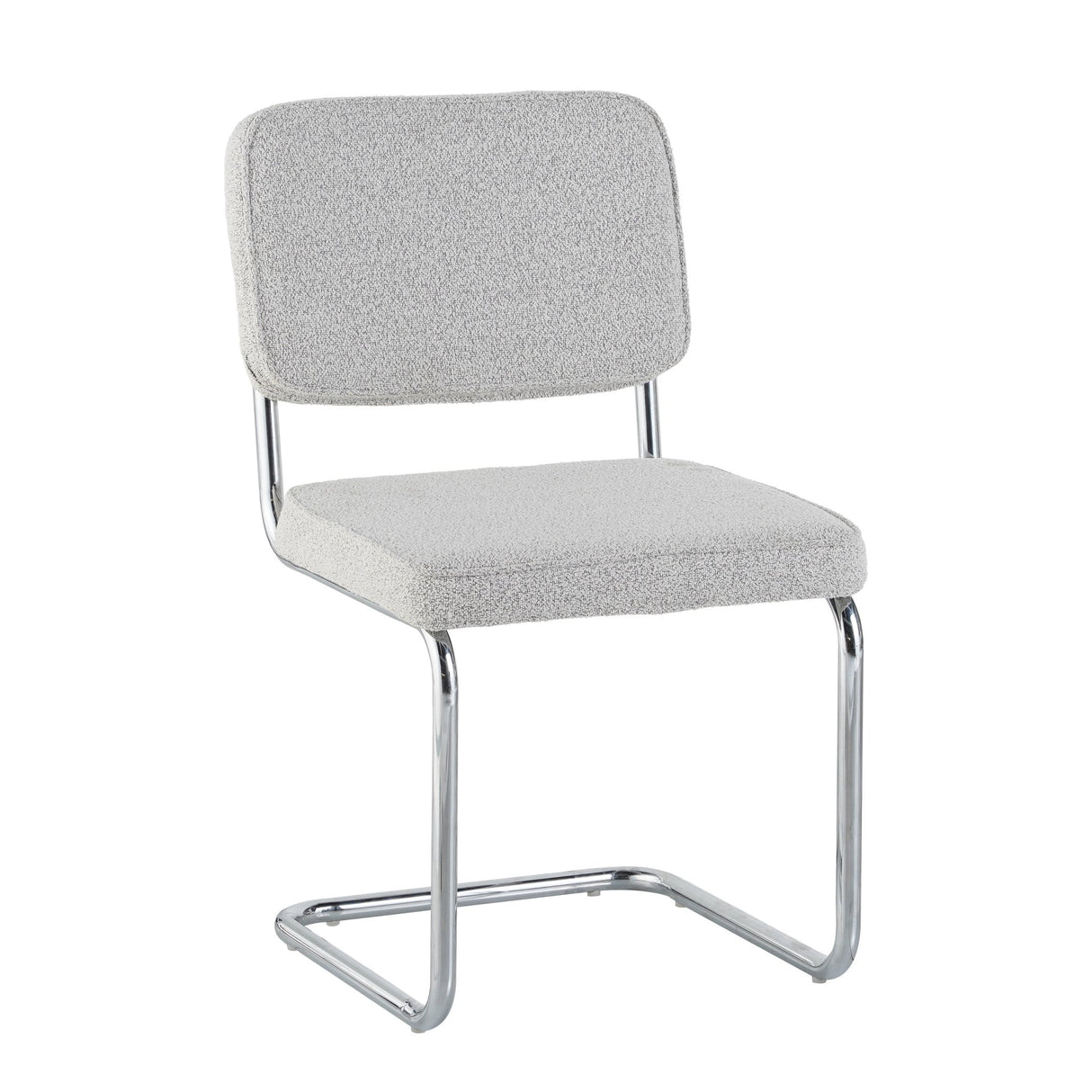 Chaise de salle à manger moderne verte en tissu bouclé Sway - cadre en chrome - sans accoudoirs