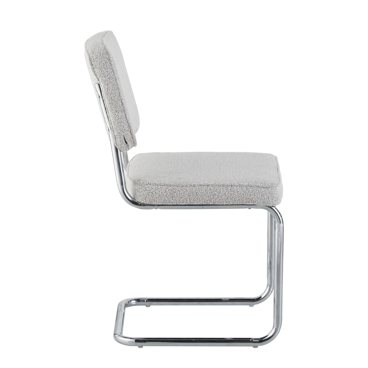 Chaise de salle à manger moderne verte en tissu bouclé Sway - cadre en chrome - sans accoudoirs