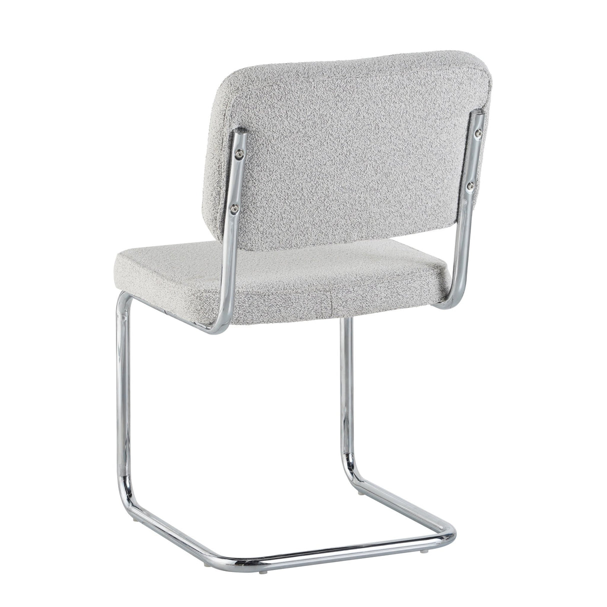 Chaise de salle à manger moderne verte en tissu bouclé Sway - cadre en chrome - sans accoudoirs