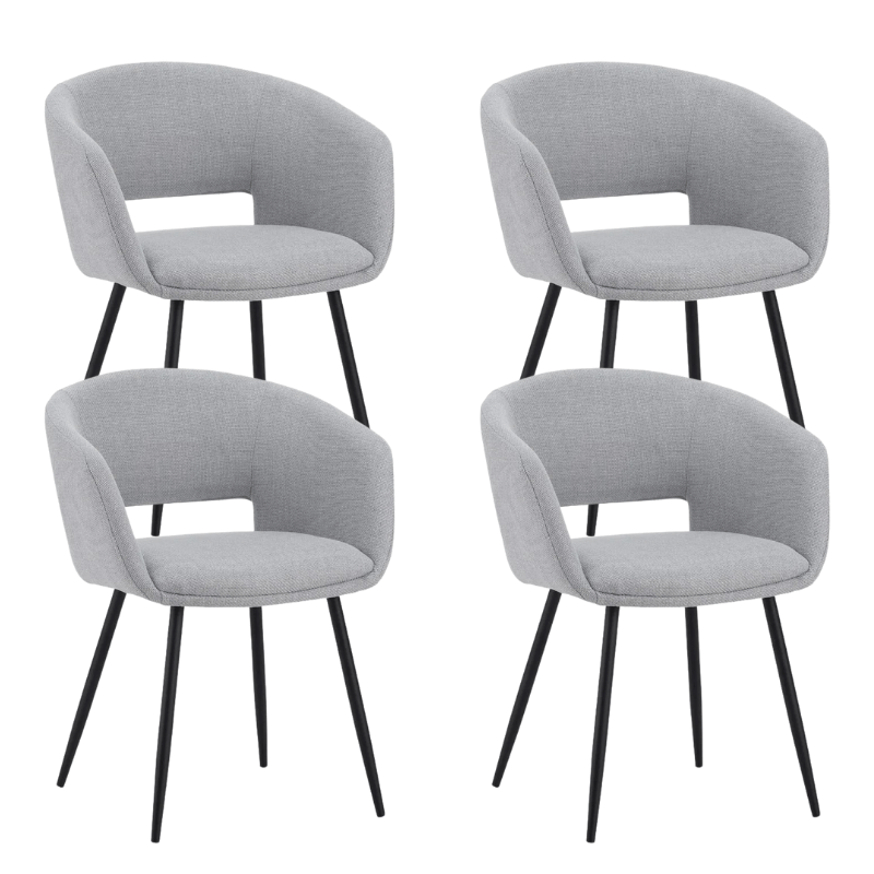 Ensemble de 4 chaises de salle à manger scandinaves Don en tissu gris clair - Avec accoudoirs