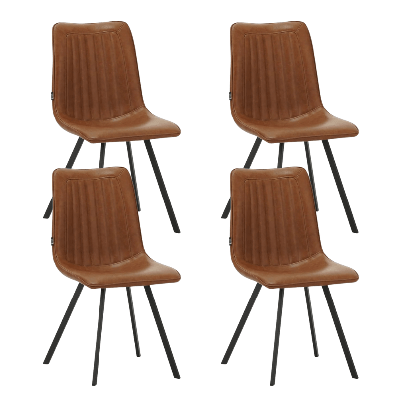 Set van 4 Eetkamerstoelen Jimmy PU-kunstleer cognac