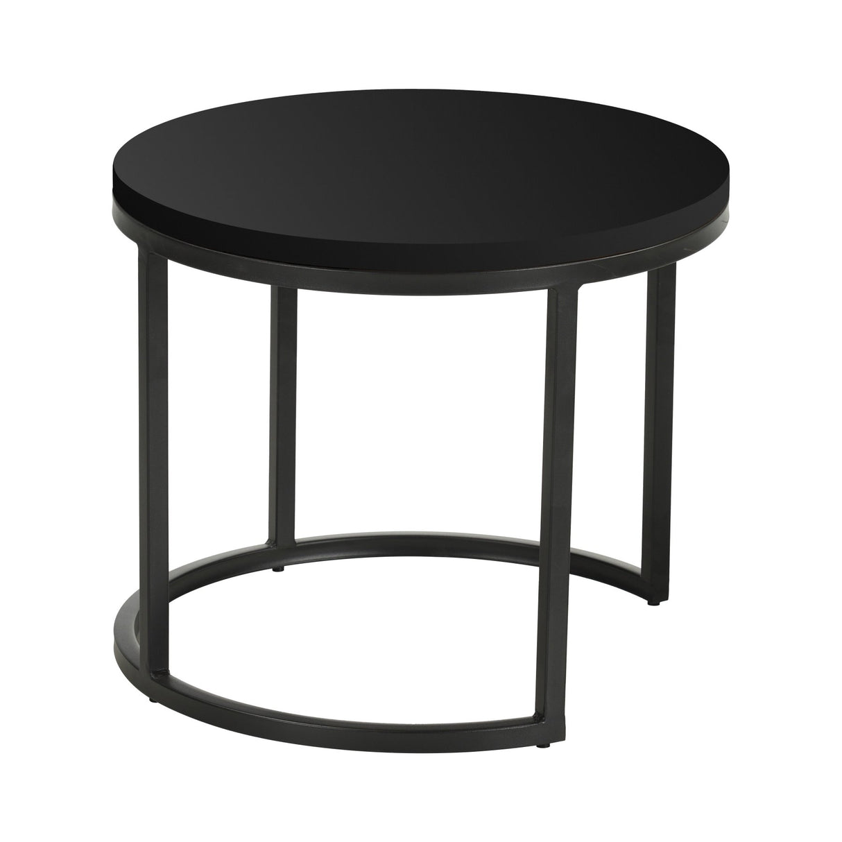 Tables basses-Lot de 2 tables basses rondes noires Bois de manguier - industriel - Rosy-Dimehouse