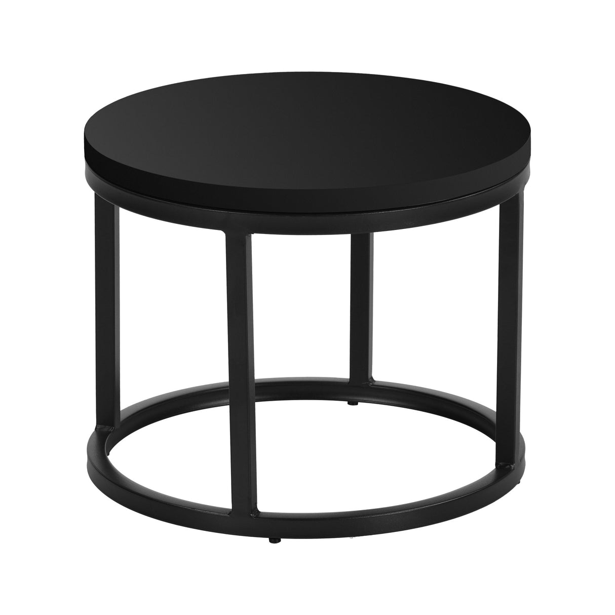 Tables basses-Lot de 2 tables basses rondes noires Bois de manguier - industriel - Rosy-Dimehouse