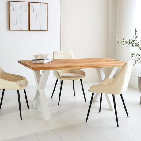 Eettafel Milas Eikenhout X-poot Wit