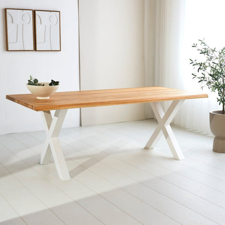 Eettafel Milas Eikenhout X-poot Wit