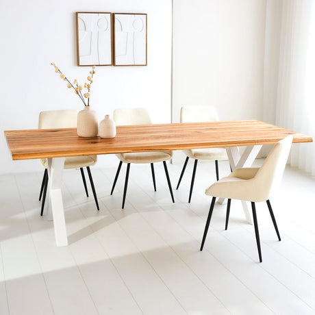 Eettafel Milas Eikenhout X-poot Wit