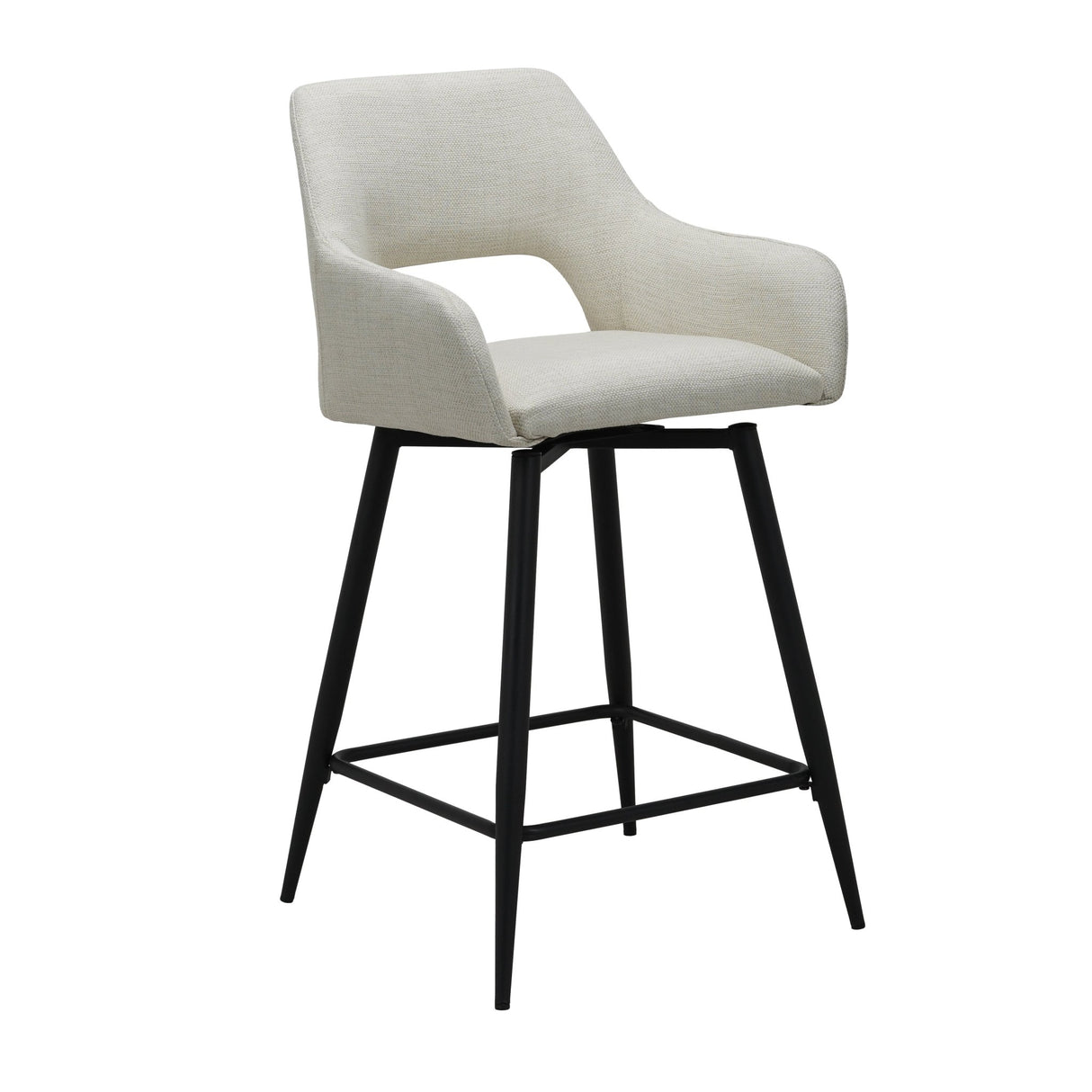 Tabouret de bar rotatif en tissu beige Skye - Hauteur d'assise 67 cm - Avec accoudoirs
