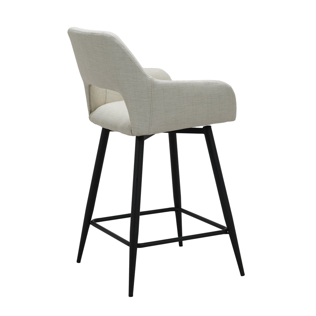 Tabouret de bar rotatif en tissu beige Skye - Hauteur d'assise 67 cm - Avec accoudoirs