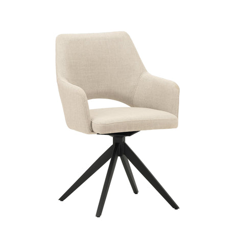 Moderne Draaibare Eetkamerstoel Beige Stof Sid - Met Armleuningen