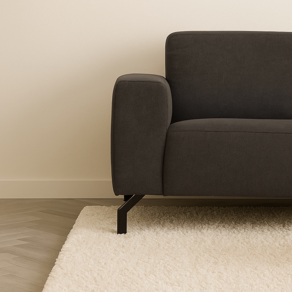 Industriële hoekbank stof antraciet Verona rechts