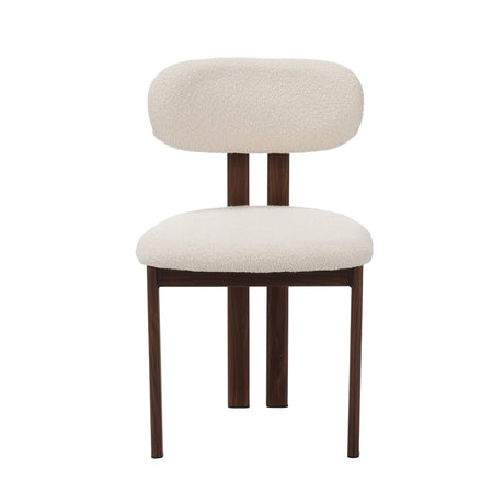 Japandi Eetkamerstoel Miyo Bouclé Ivoor - Walnootlook Frame