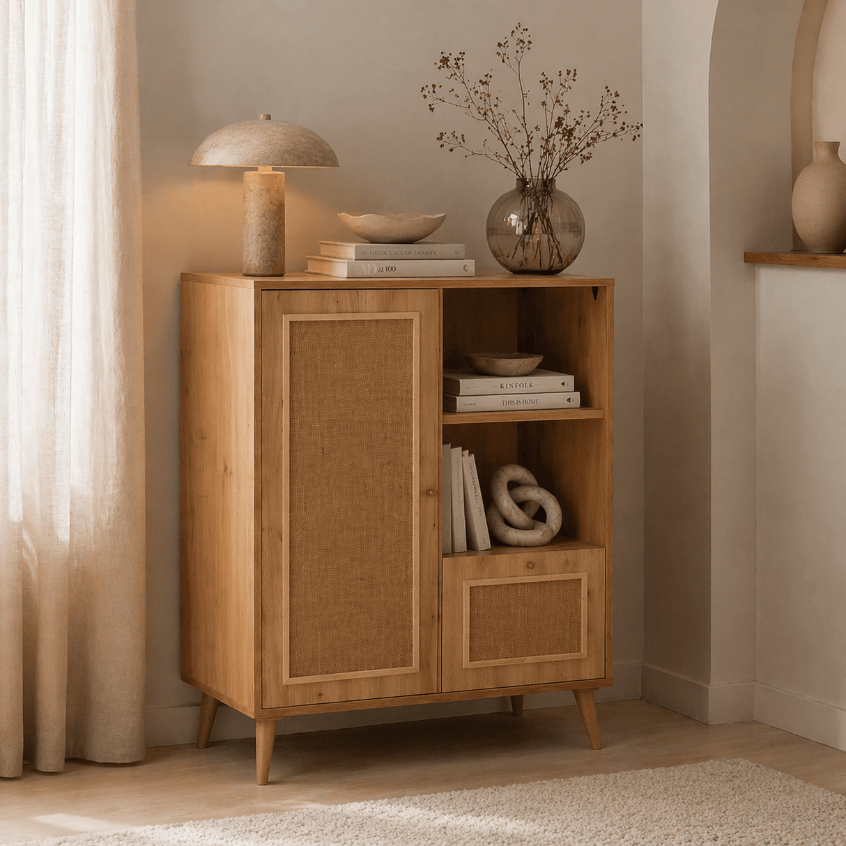 Armoire murale Jut Oak Beech Wood 40x110x90 cm