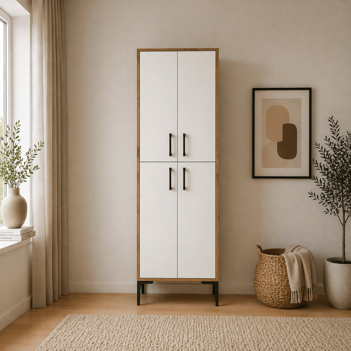 Wandkasten - Wandkast Walnoot Wit Melamine 200x60x35 cm - Berlin - Dimehouse