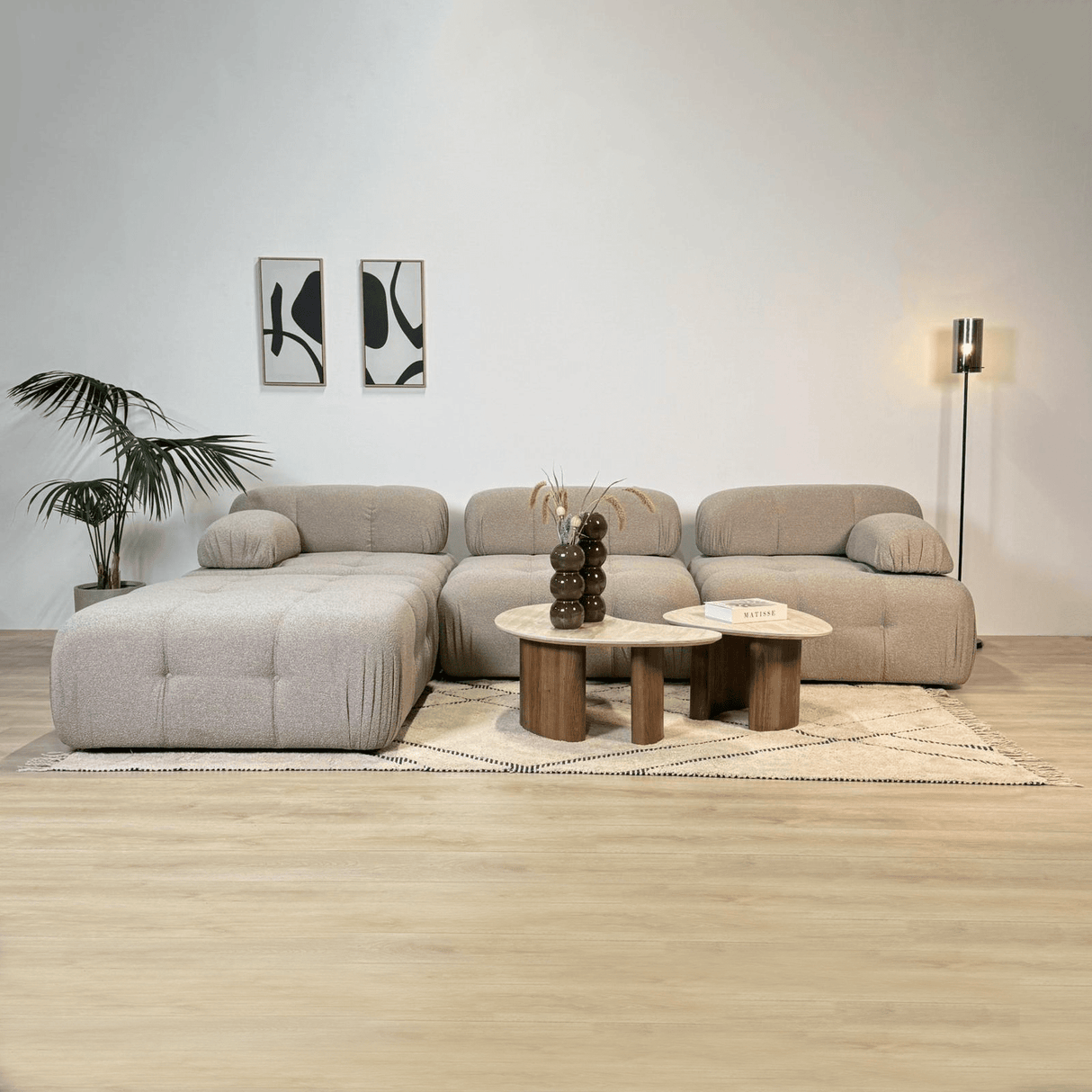 Modulaire bank 3-zits met hocker Doblo beige