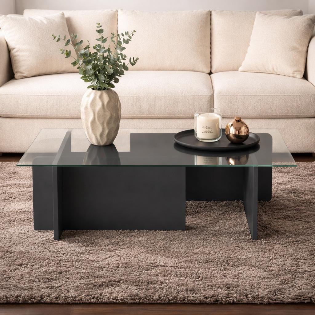 Salontafel Glas Antraciet Opal 105x65 cm