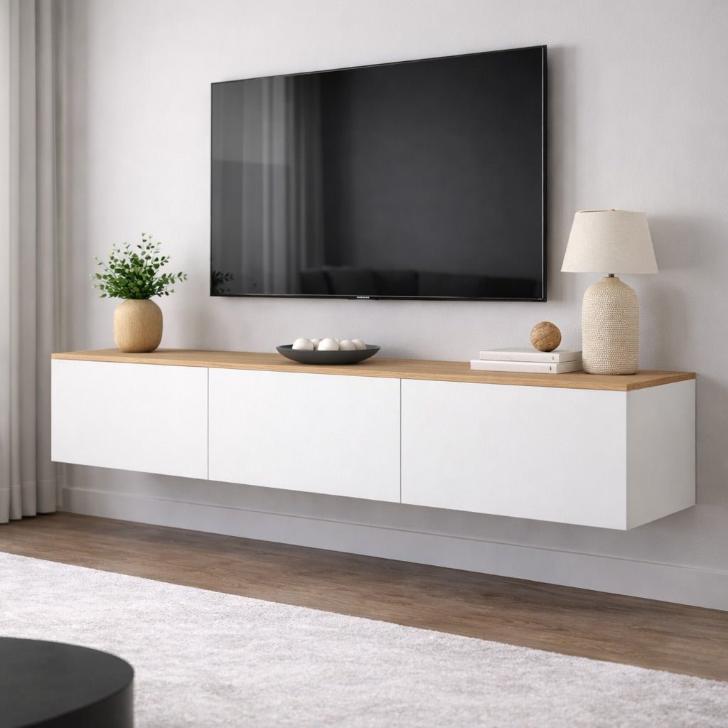 Zwevend TV Meubel Wit Melamine - 150x30 cm - West