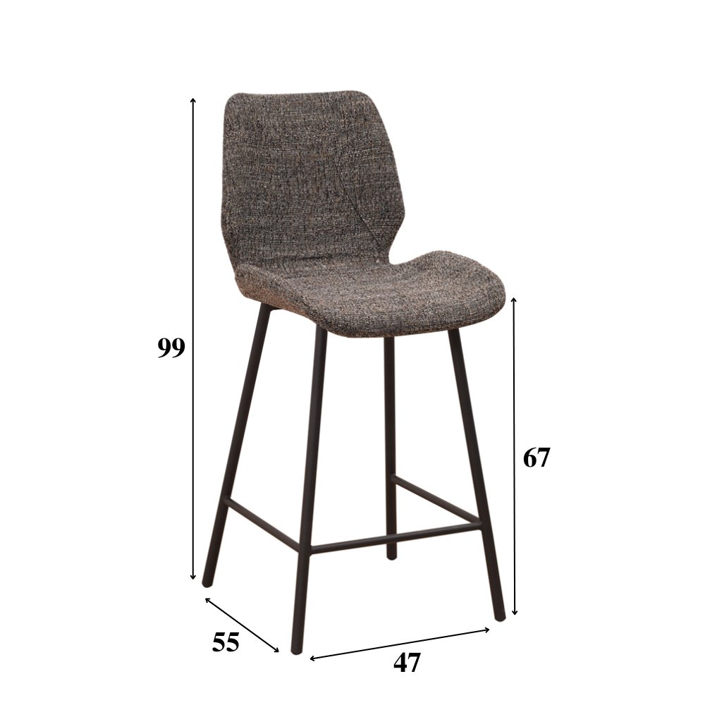 Tabouret de bar Beau chenille Dimehouse Gris foncé LxlxH 82x54x52 Tissu Blanc indication de la taille de la photo