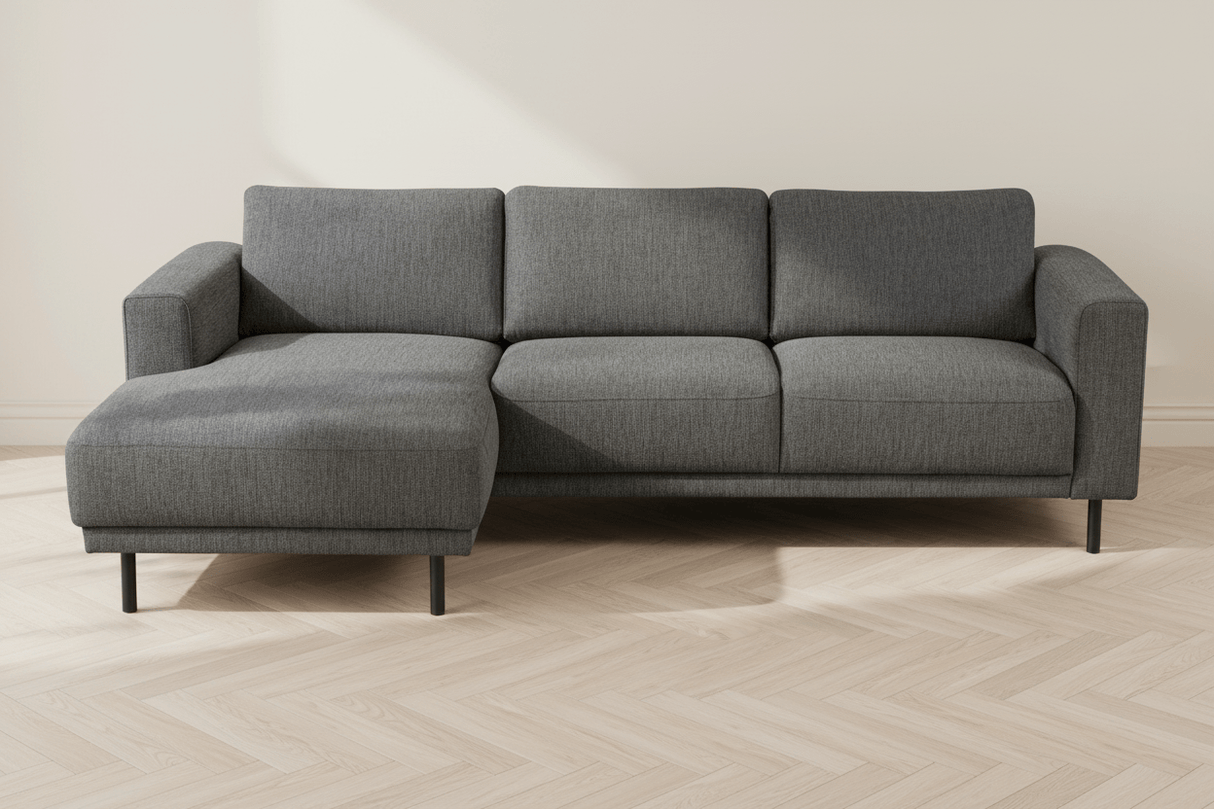 Moderne hoekbank met Chaise Longue Antraciet Stof Aniko links 238x142x78 cm