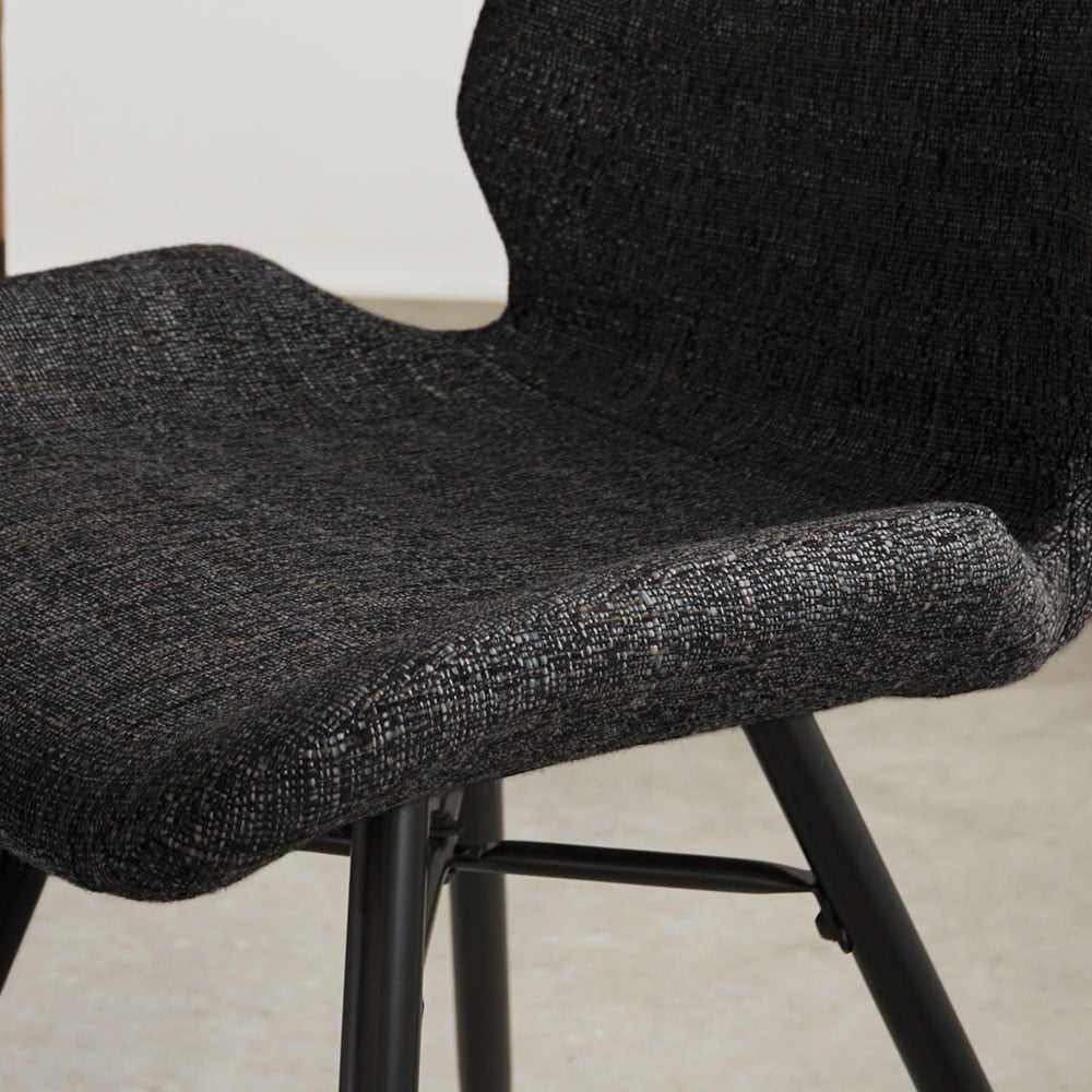 Chaise de salle à manger Beau chenille Dimehouse Anthracite LxlxH 72x68x50 Tissu Détail photo d'ambiance