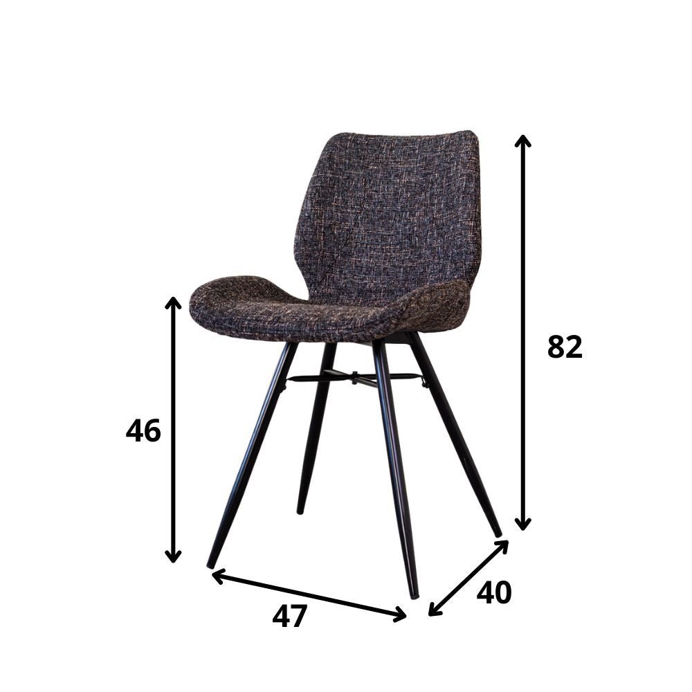 Chaise de salle à manger Beau chenille Dimehouse Anthracite LxlxH 72x68x50 Tissu Blanc indication de taille photo