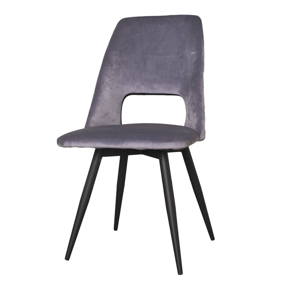 Chaise de salle à manger Mila Dimehouse Gris LxlxH 66x57x49 Tissu Blanc photo vue de face en diagonale